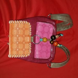 NoiNoi PU Mini Backpack with Wooden Bead Accent